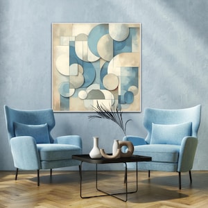 Blue abstract painting Blue & Beige wall painting Neutral beige painting wabi sabi wall art beige wall art blue painting blue abstract art
