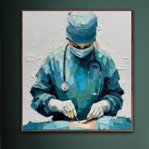 Female surgeon 40&quot; - original oil painting, surgical procedure, medical art, surgery painting, doctor, gift for medical doctor