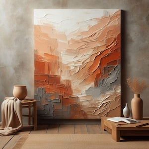 Terracotta Textured Wall Art 3D Texture Art Large Wall Art Terracotta Abstract Art Minimalist Wall Art Heavy Textured Wall Art Plaster Art