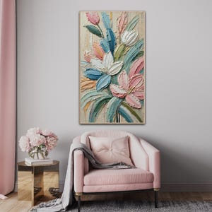 Soft Feather Brushstroke Painting, Pastel Palette Wall Art, Modern Abstract Canvas, Gentle Swirls Art, Textured Impasto Style Contemporary