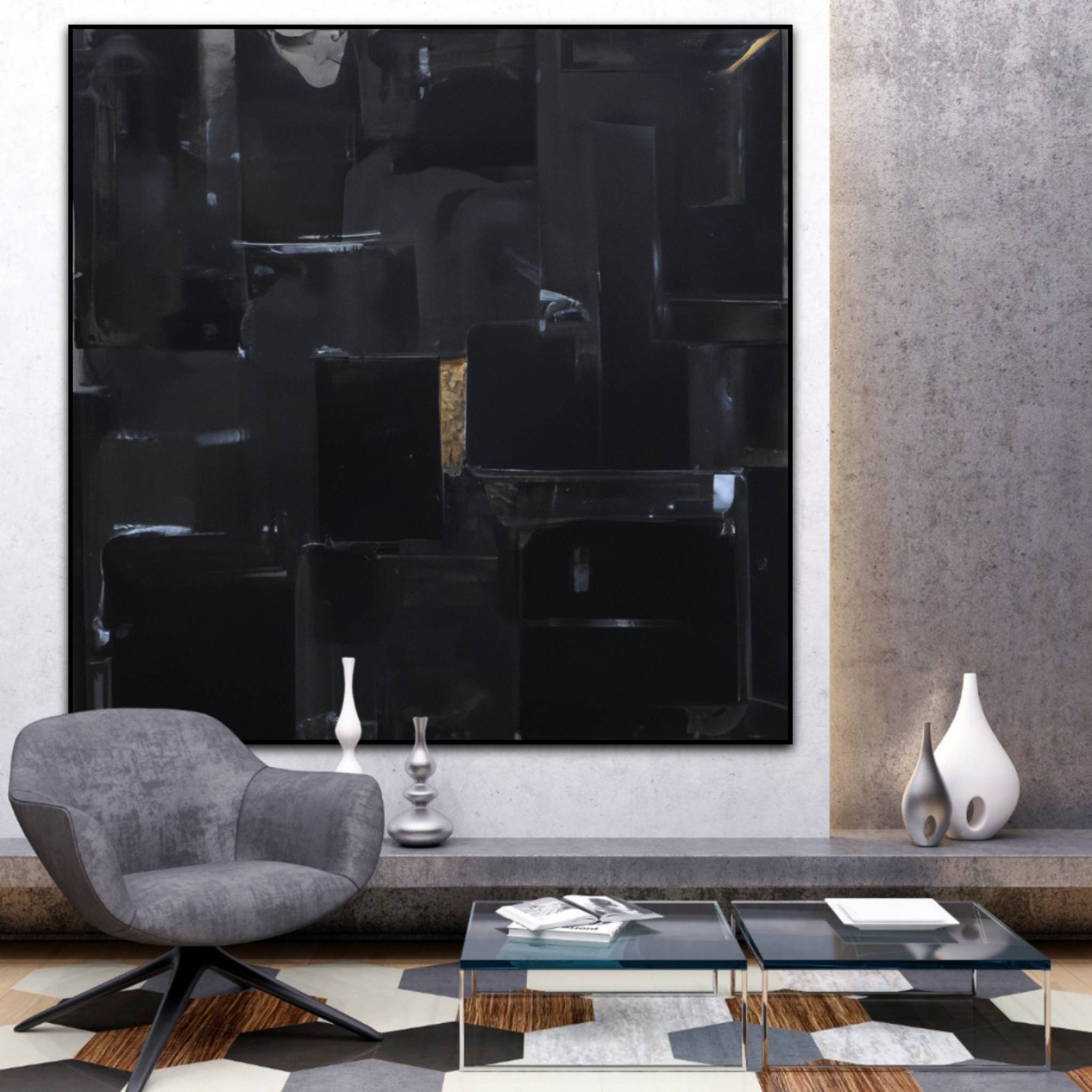 Black Abstract Art Black Texture Painting Black Painting Large Black ...