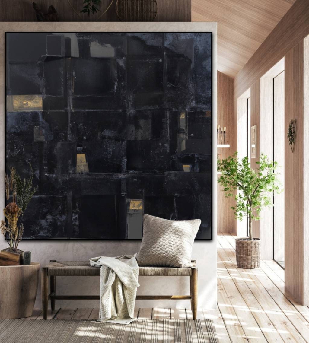 Black Abstract Art Black Texture Painting Black Painting Large Black ...
