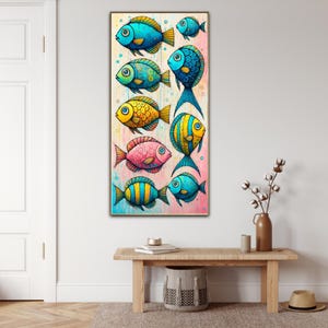 Sardine Fish Painting Animals Original Art Marine Artwork Kitchen Wall Art