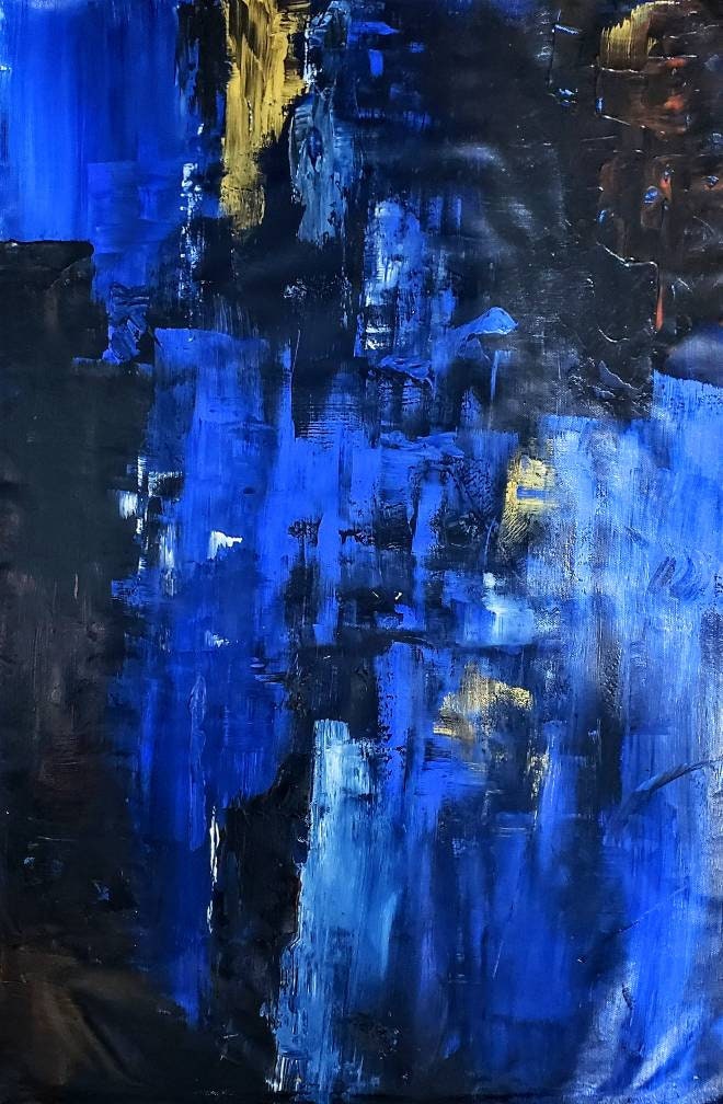 Large Original Abstract Painting Blue Textured Abstract Painting Blue