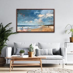 Summer at the Beach oil painting , Size: 40x30 inches, Original Painting, One of a Kind, Wall Decor, Home Decoration