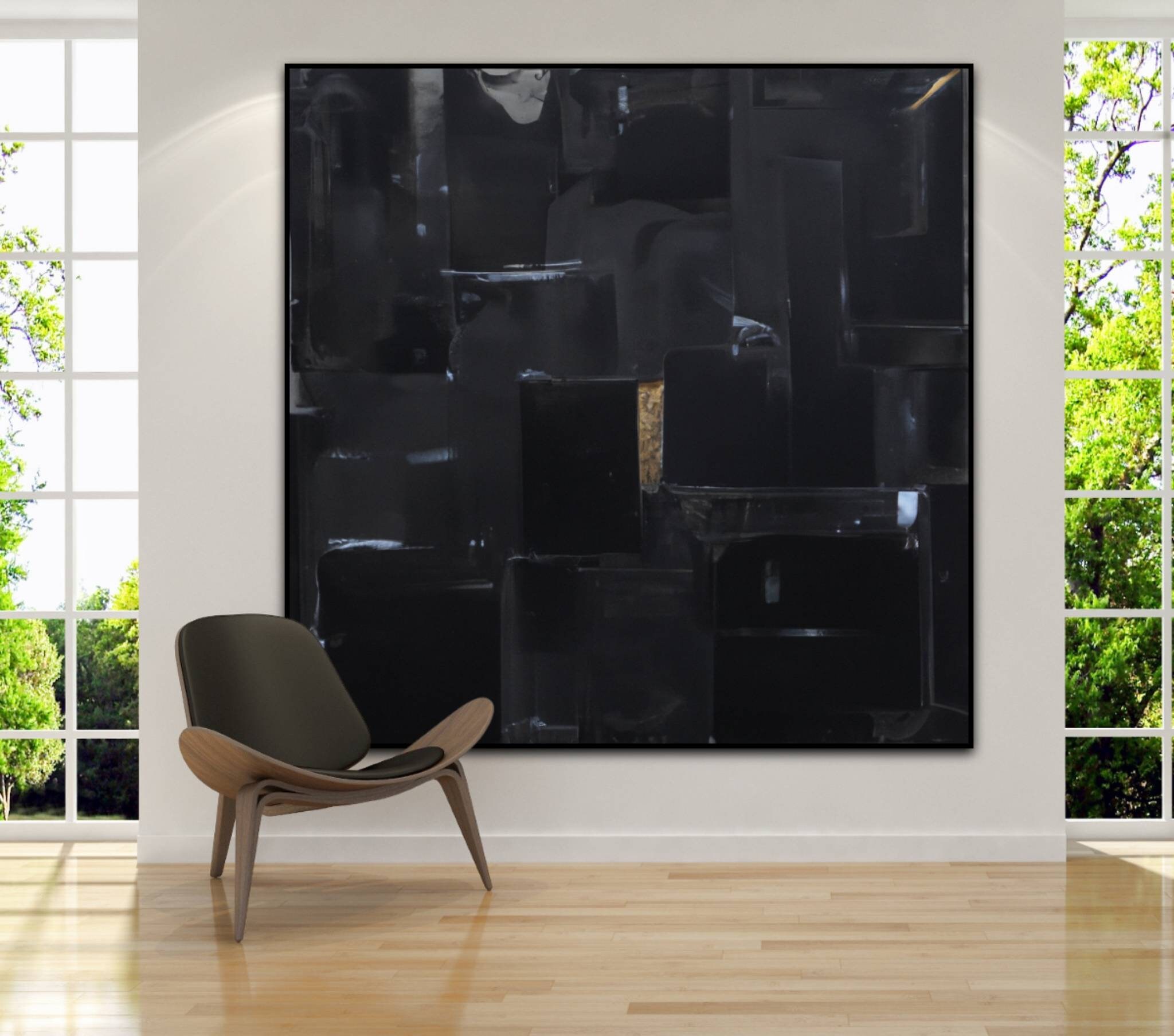 Black Abstract Art Black Texture Painting Black Painting Large Black ...