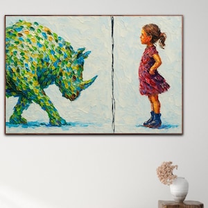 Office painting 55&quot; Brave Girl , office art, oil painting on canvas, Bull vs. Girl, Stock exchange market, business art, CultureHouseDE