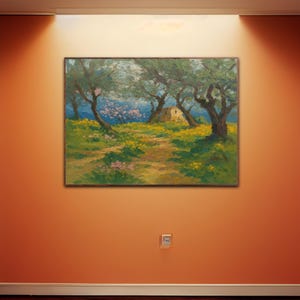 Olive Trees Painting on Canvas, Original Impressionist Tuscan Landscape Art for Living Room Wall Art, Large Wall Art, Unique Gift