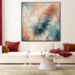 Soft Feather Brushstroke Painting, Pastel Palette Wall Art, Modern Abstract Canvas, Gentle Swirls Art, Textured Impasto Style Contemporary
