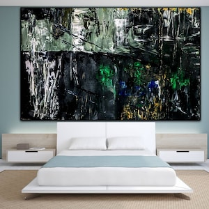 Green wall art home decor abstract art abstract painting wall decor green botanical wall art dorm room decor Minimalist Art