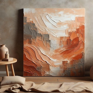 Terracotta Textured Wall Art 3D Texture Art Large Wall Art Terracotta Abstract Art Minimalist Wall Art Heavy Textured Wall Art Plaster Art