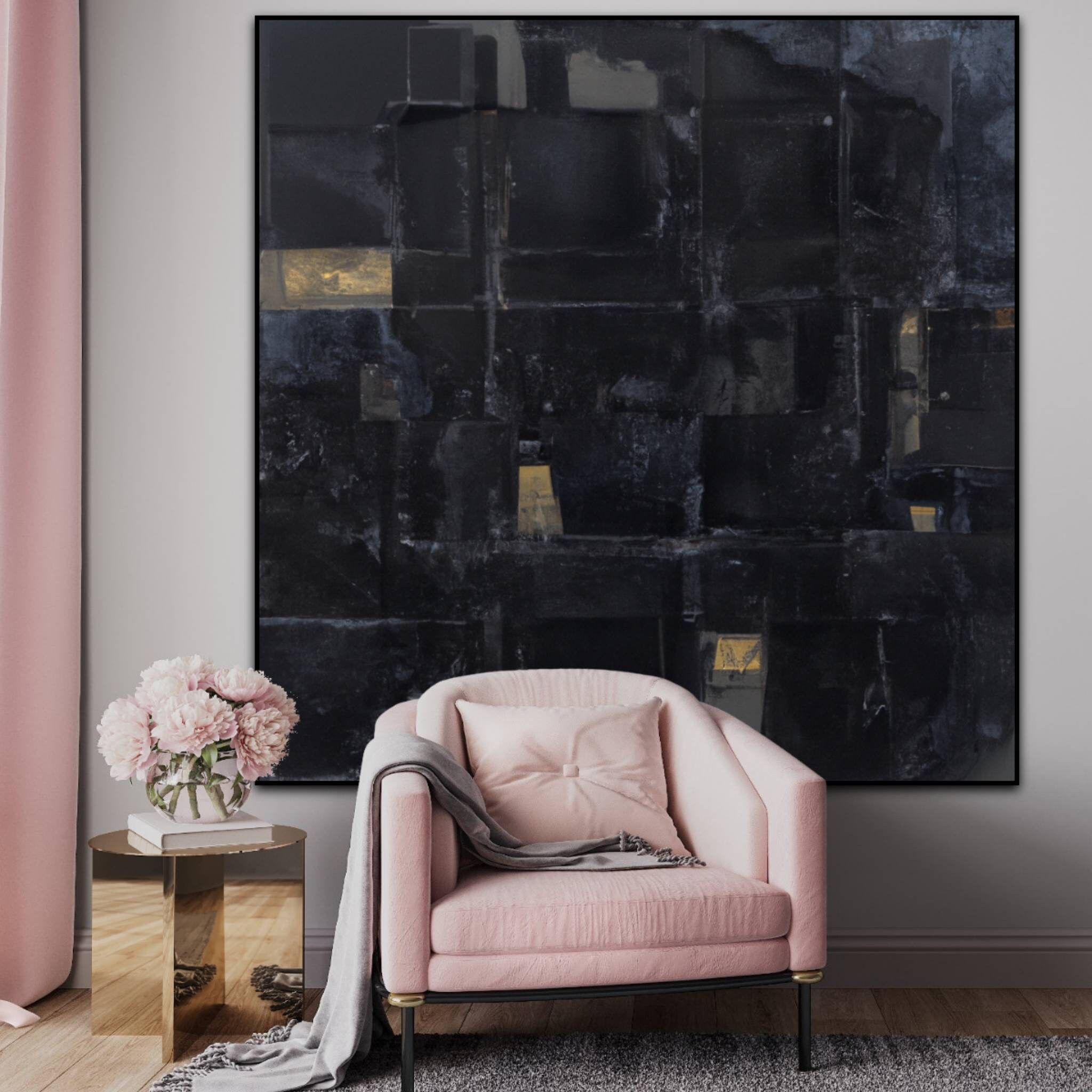Black Abstract Art Black Texture Painting Black Painting Large Black ...