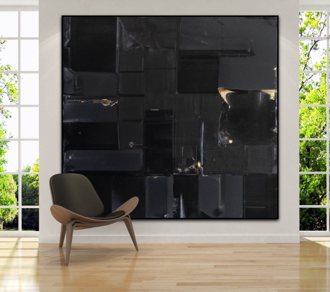 Black Abstract Art Black Texture Painting Black Painting Large Black Art Black Art Very Black