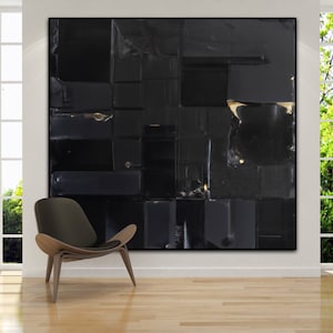 Black Abstract Art Black Texture Painting Black Painting Large Black Art Black Art Very Black Painting Minimal Black Painting