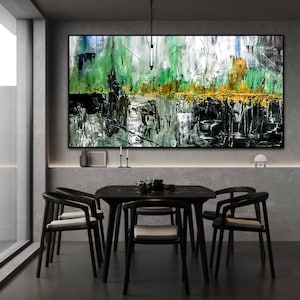 Large Green abstract wall Green texture painting Green painting Green painting modern living room abstract painting Minimalist Art