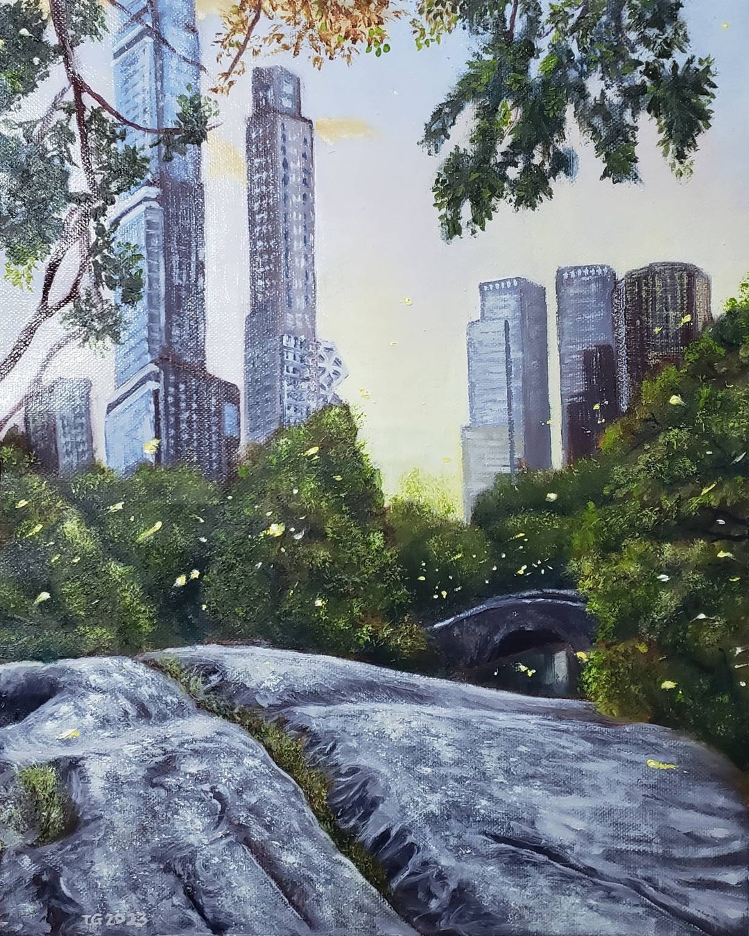 Manhattan New York NYC Skyline Artwork Original Oil Painting on Canvas ...