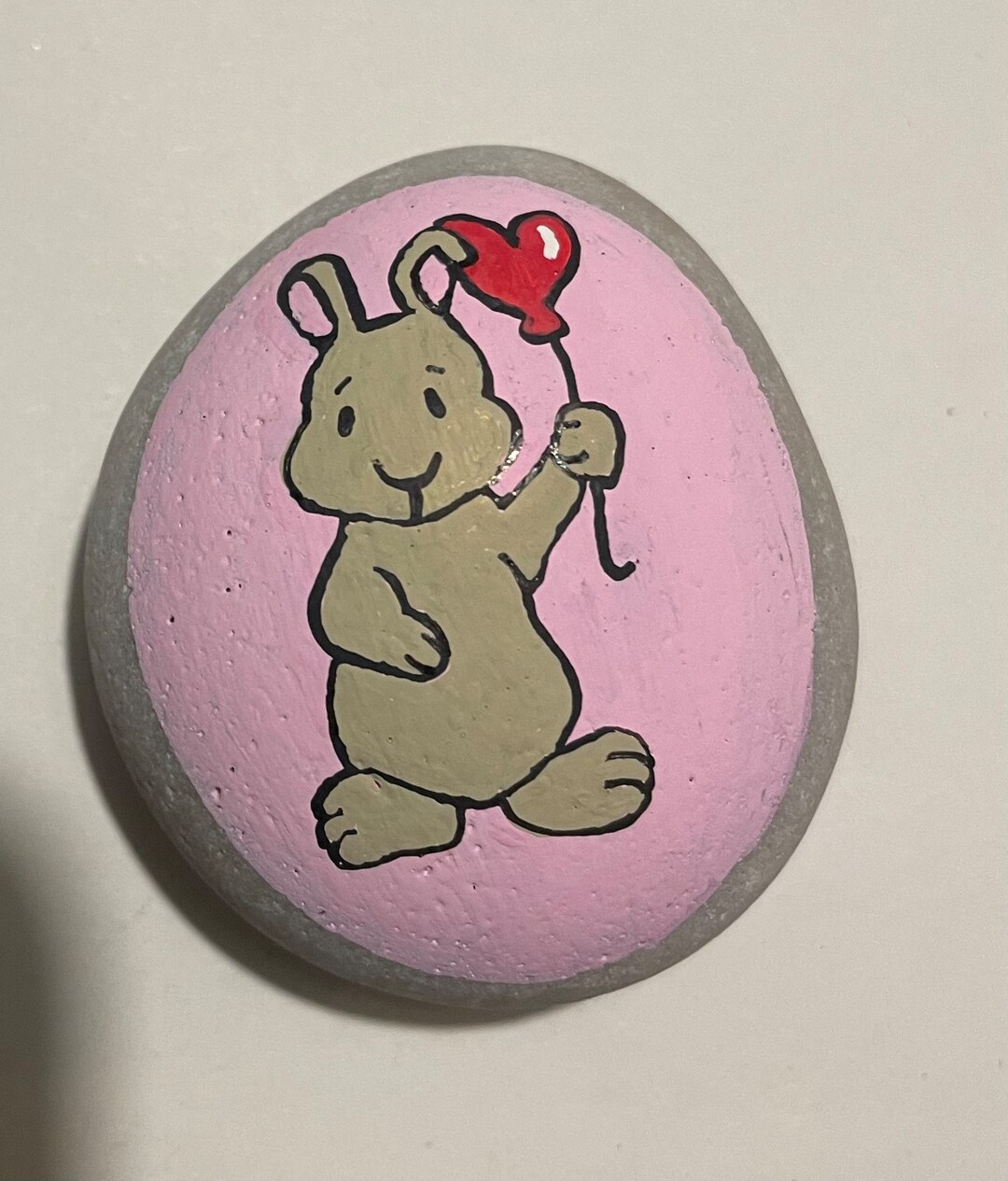 Hand Painted Stone Rabbit Etsy