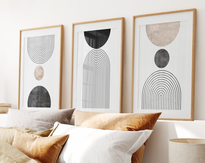 Boho Geometric Art Prints Set: Nordic Modern Wall Decor
