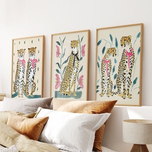 Leopard Art Print Set: Cheetah Boho Animal Wall Decor, Set of 3