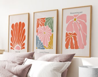 Matisse Colorful Flowers Print Set: Apartment Wall Decor