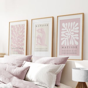 Blush Pink Matisse Set of 3 Prints, Bedroom Wall Art, Henri Matisse Print, Museum Posters Set Art, Exhibition Poster, Matisse Modern Set,