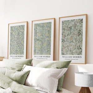 William Morris Green 3 Piece Art Set: Large Vintage Wall Decor