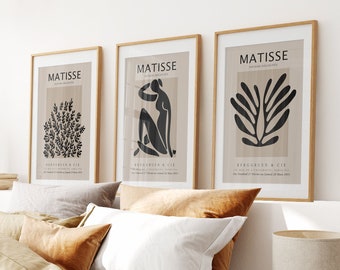 Henri Matisse Art Print Set: Nu Bleu Cutouts, Beige Black, Vintage Style