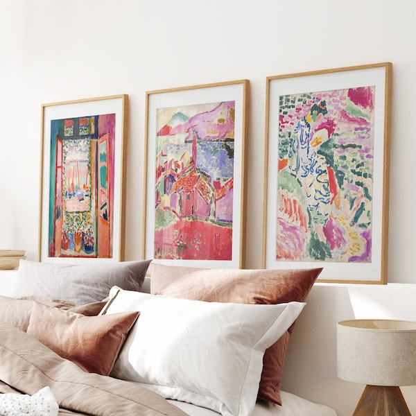 Matisse Set of 3 Matisse Gallery Wall, Museum Exhibition, Matisse Open Window, Watercolor Large Wall Art, Matisse Collioure, Matisse Garden