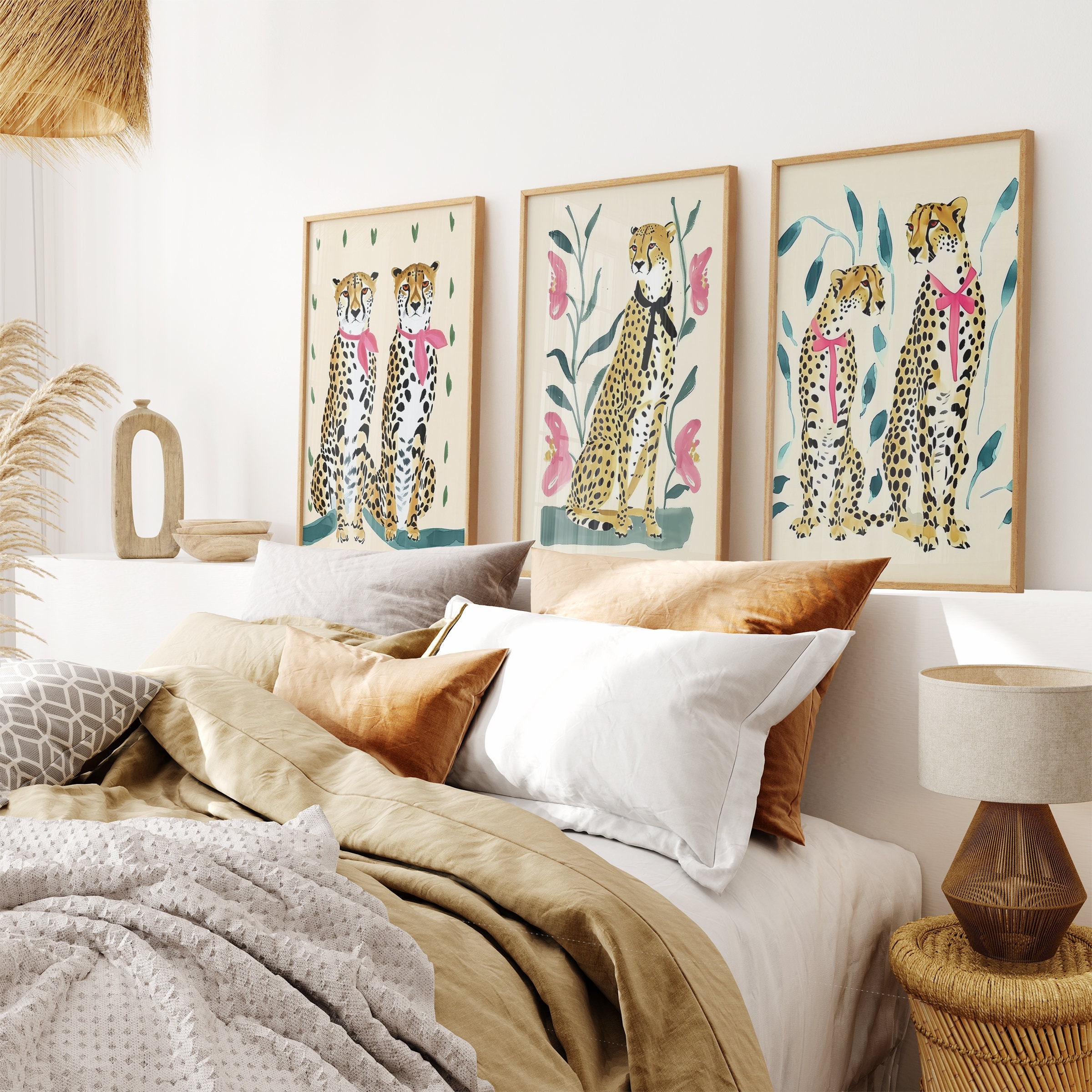 Leopard Art Print Set: Cheetah Boho Animal Wall Decor, Set of 3 - Etsy