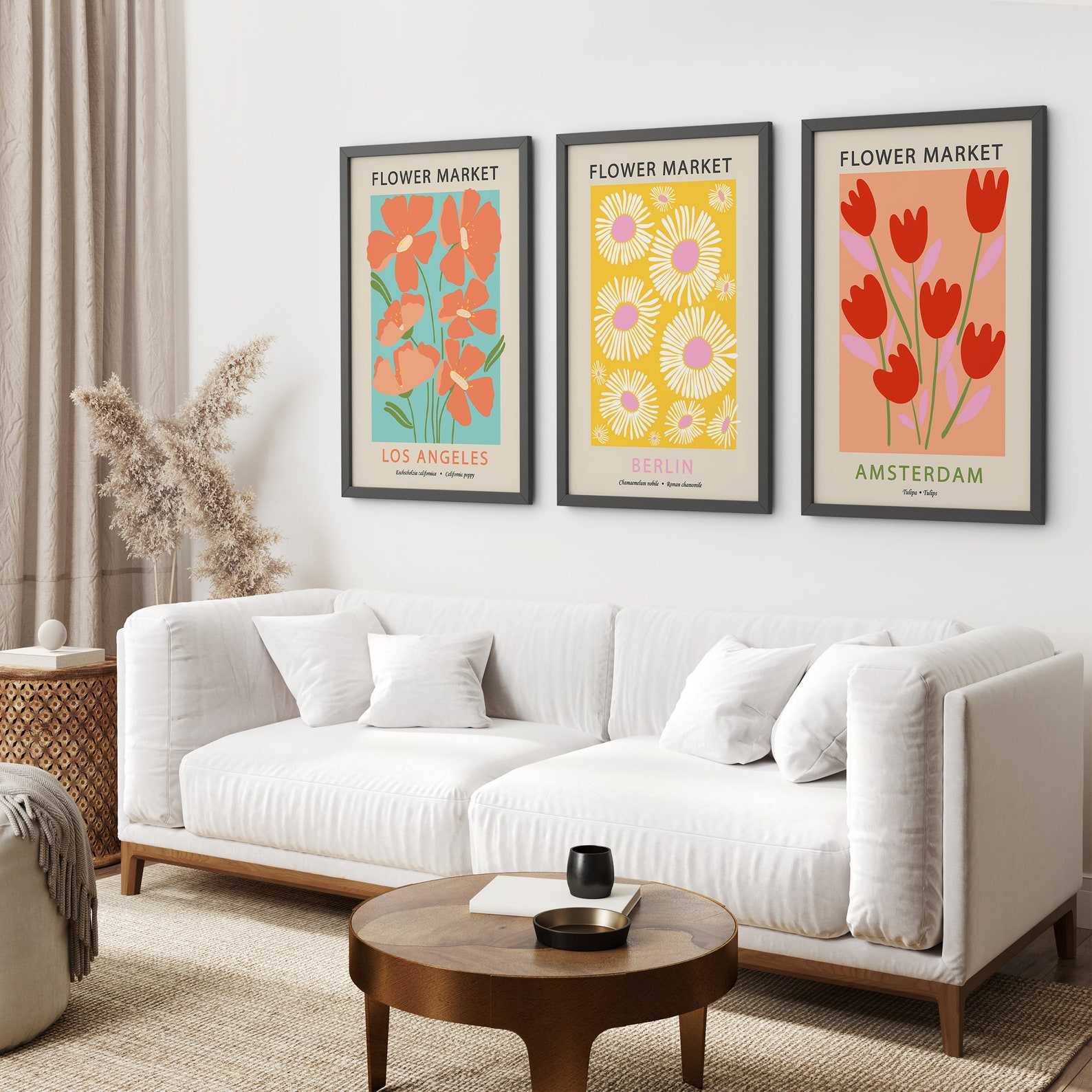 Flower Market Set of 3 Prints, Bedroom Wall Décor, Flower Market Poster ...