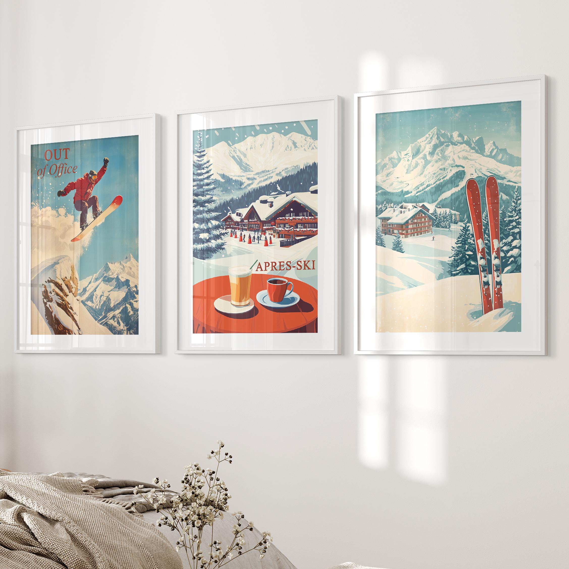 Vintage Skiing Poster Set: Retro Apres Ski Gallery Wall Art - Etsy