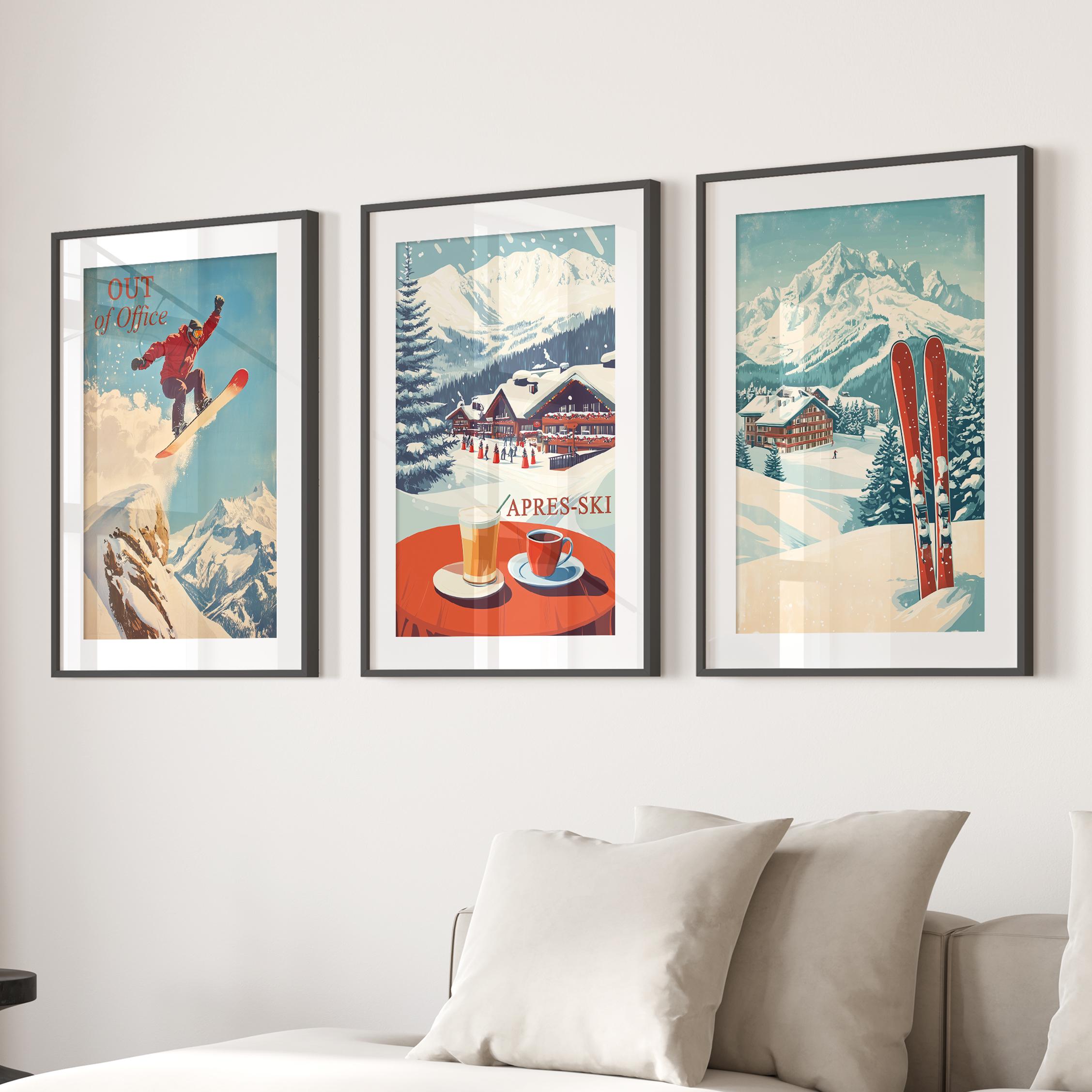 Vintage Skiing Poster Set: Retro Apres Ski Gallery Wall Art - Etsy