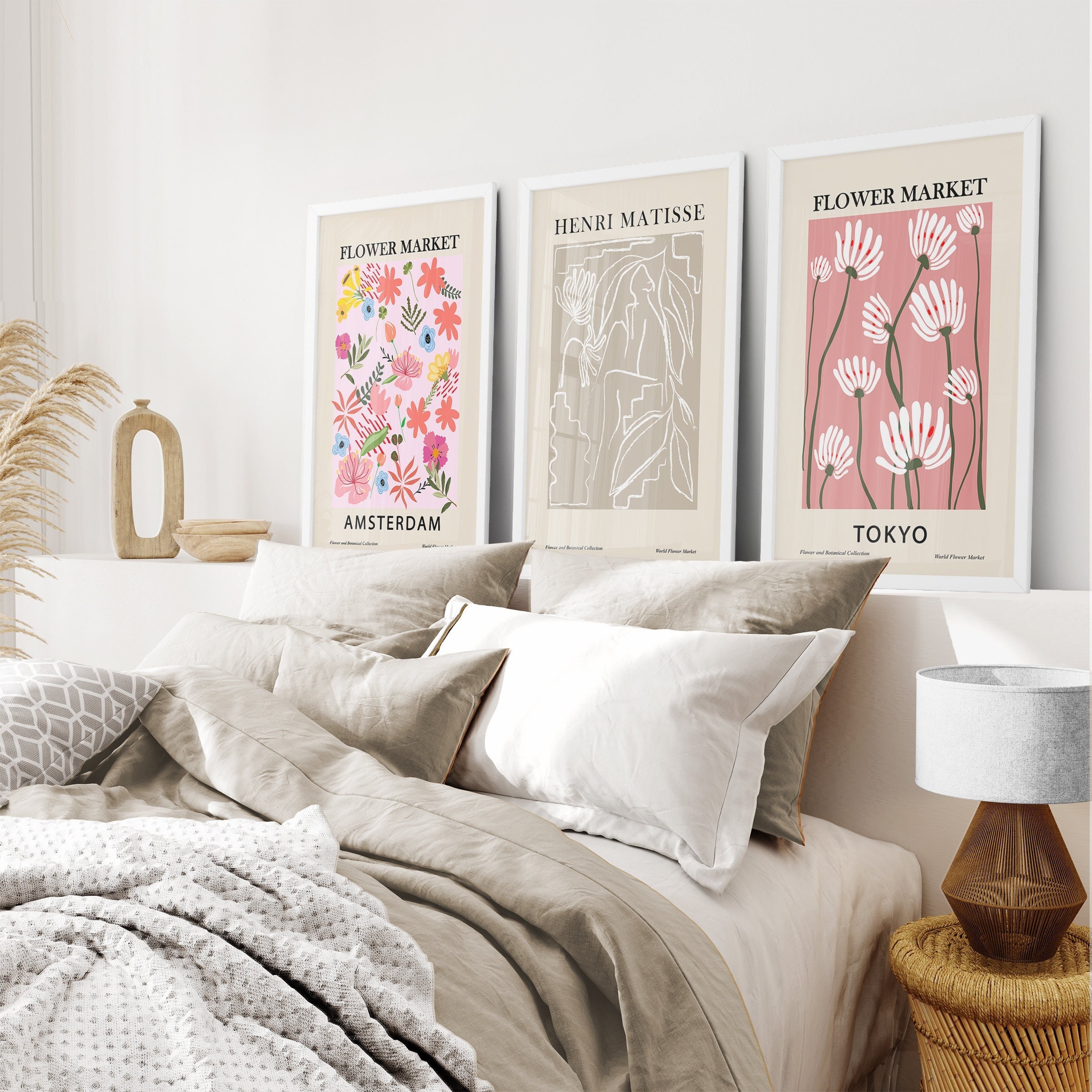 Pink Flower Market, College Dorm Poster, Matisse Flower Art, Tokyo Amsterdam Art Print, Floral Museum Poster, Home Decor Ideas, Retro Flower