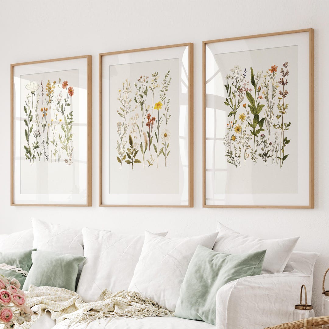 Wildflower Print Set of 3: Boho Botanical Nursery Wall Art - Etsy