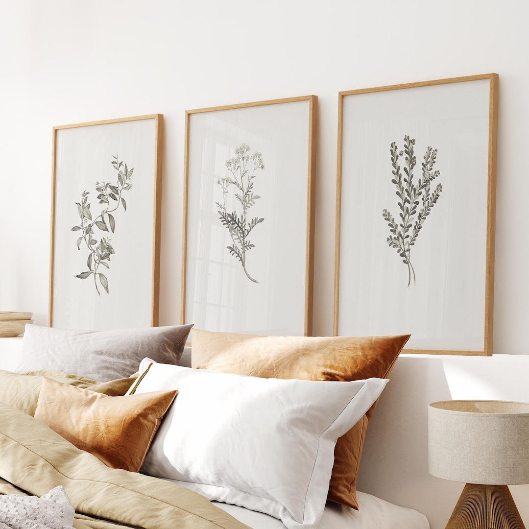 Vintage Botanical Print Set: Antique Floral Sketch Art, Country Decor ...