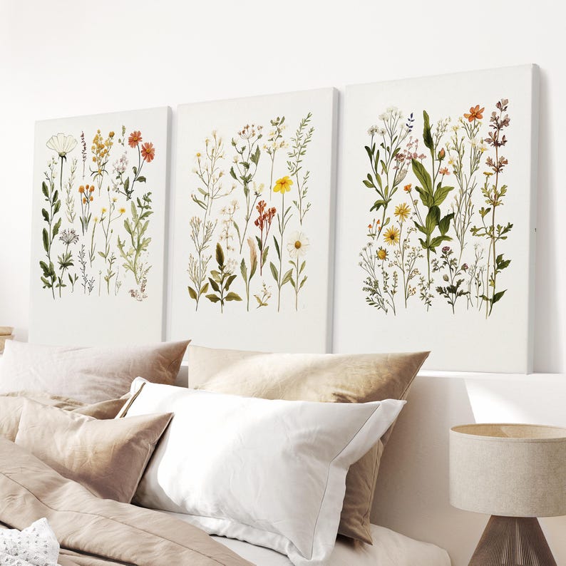 Wildflower Print Set of 3: Boho Botanical Nursery Wall Art - Etsy