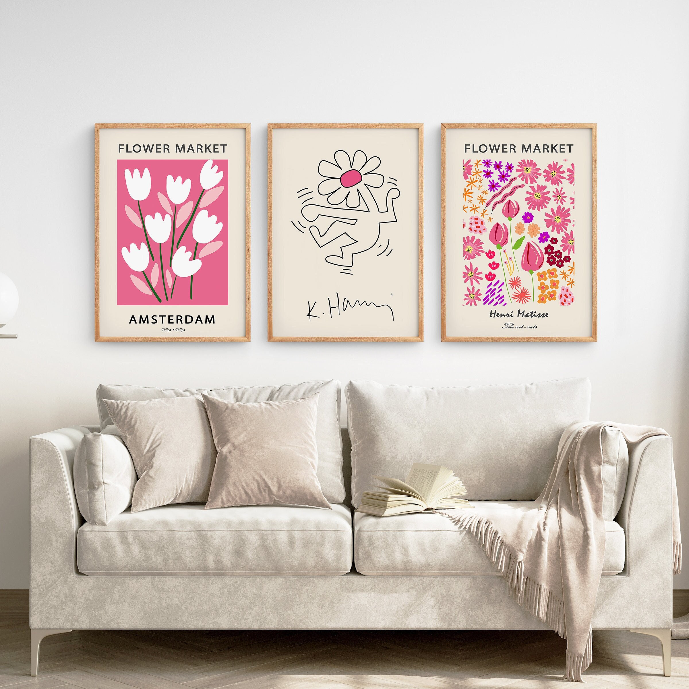 Print Set of 3 Flower Market Set, Colorful Print, Museum Exhibition, Matisse Prints Set, Pink Decor Print For Wall, Gallery Wall Art Bundle