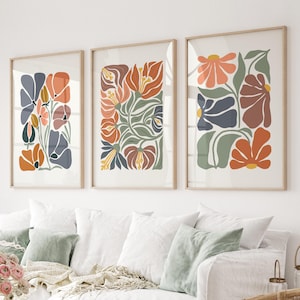 Boho Floral Print Set: Abstract Terracotta Flower Market Art