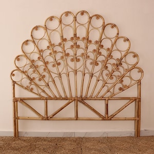 Love Double Rattan Headboard 160x170 cm | Bamboo Headboard | Boho Home Decor | Rattan Headboards | Handmade Headboards | Bedroom Furniture