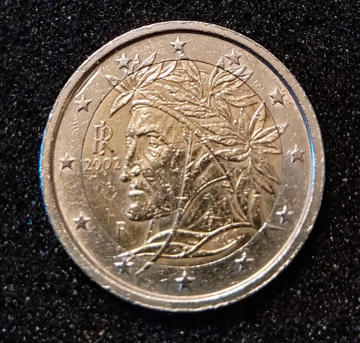 Piece 2 Euros Rare Italie Italy 2002 Dante Alighieri RARE 2002 Strike Error Italy 2 Euro Coin Dante Alighieri - Etsy