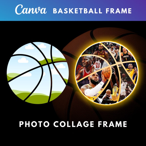 Basketball Photo Collage, Editable Basketball Canva Frame, Sports Photo Collage, Design Your Own Poster, DIY Personalized Gift for Him Ideas