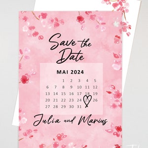 Moderne Save-the-Date Karte Kirschblüte, Hochzeit, Hochzeitskarte, Reserviere unseren Tag, Din A6, Recyclingpapier, Watercolor/Aquarell