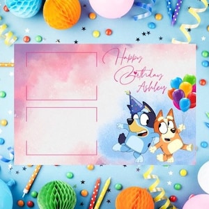 Bluey Photo Booth Template 4x6 kids birthday party template PINK