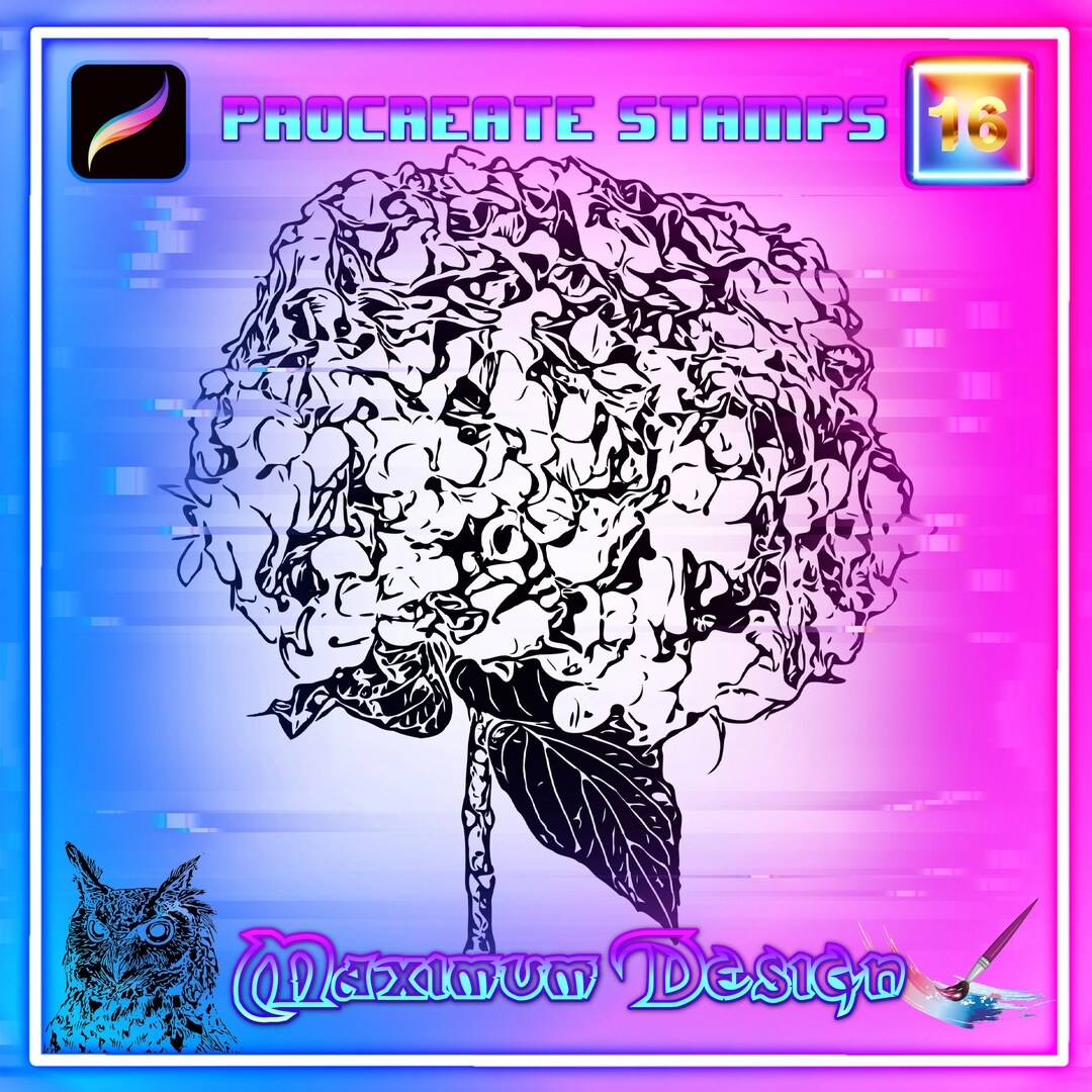 Hydrangea Flower, Unique Procreate Brush Set - 16 Stamps, Stamp ...