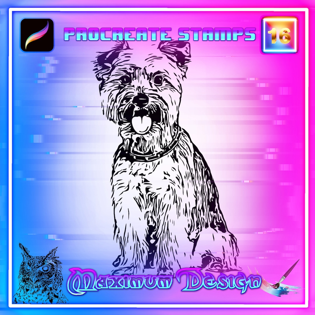 Dog, Unique Procreate Brush Set 16 Stamps, Stamp, Brushes, Brushset