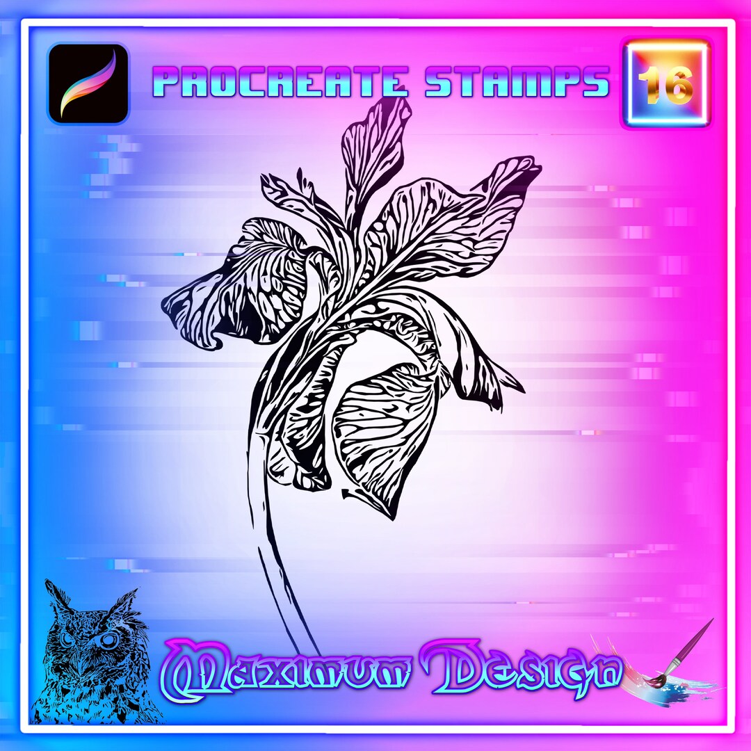 Iris Flower, Unique Procreate Brush Set - 16 Stamps, Stamp, Brushes ...