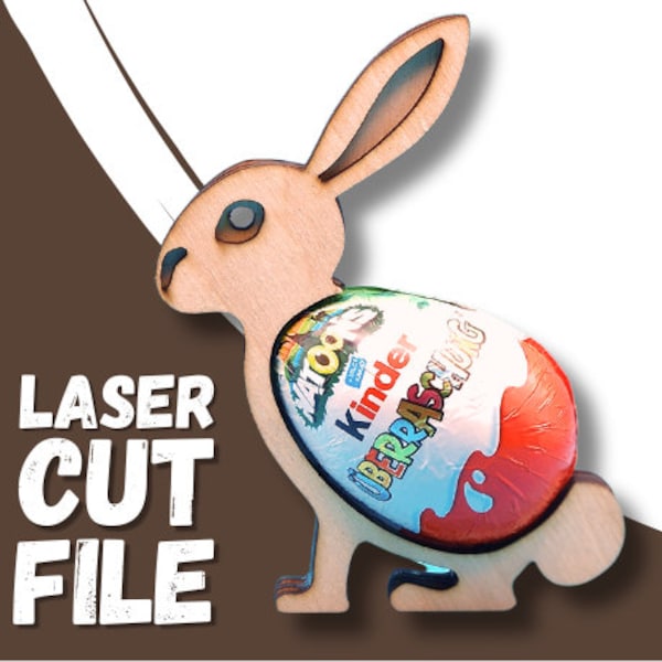 File tagliato al laser Coniglietto di Pasqua con uovo come file di download in SVG, DXF e .ai