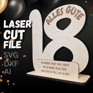 File tagliato al laser - statua del 18° compleanno come regalo e decorazione nei formati SVG, DXF e AI