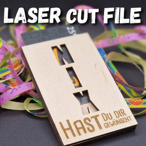 Laser Cut File Gutscheinhalter oder Geldgeschenk als Geburtstagsgeschenk in den Formaten SVG, DXF und .AI