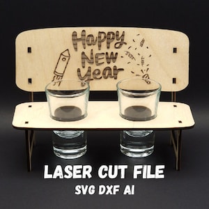 Banco de bebidas com arquivo cortado a laser para véspera de Ano Novo - Ano Novo em SVG, DXF e .ai